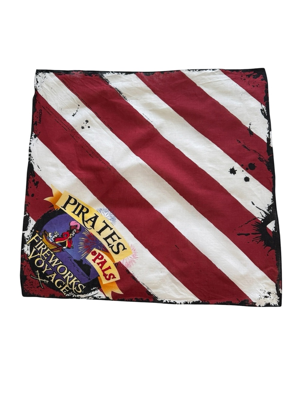 Vintage Walt Disney World Pirates & Pals Fireworks Voyage Bandana / Scarf / Wrap